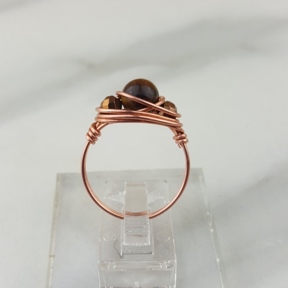 Anxiety🌟Tiger's Eye Hematite Copper Dainty Ring - Picture 4 of 7